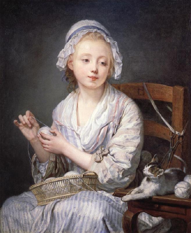 Jean-Baptiste Greuze The Wool winder Norge oil painting art